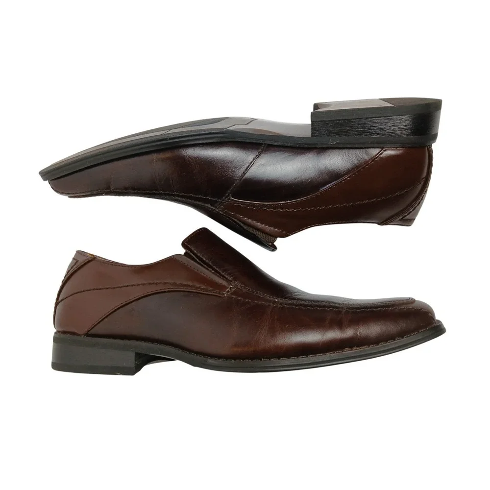 Joseph Abboud Burgundy‎ Leather Square Toe Slip-on Loafers 9.5 M Men's #1460